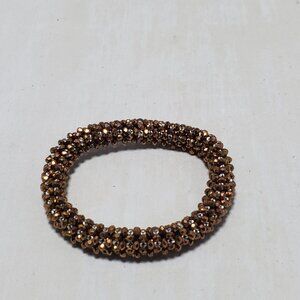 Ali Khan stretch bracelet shades of brown and clear with gift box